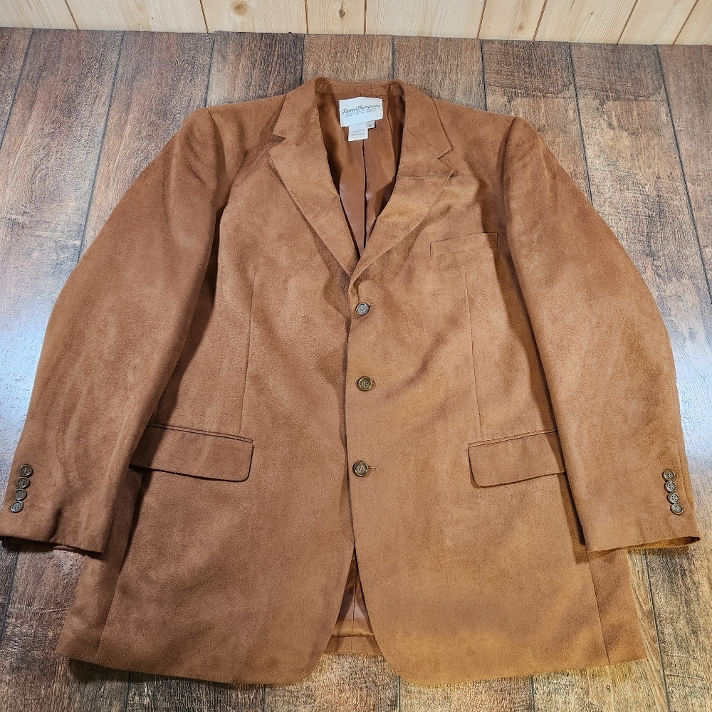 Norm Thompson Blazer Men's 48L Sport Coat Jacket Brown Faux Suede Southwestern - Picture 3 of 9